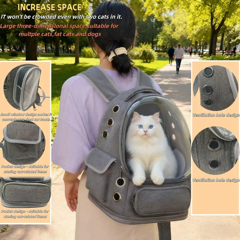 Transparent Pet Carrier Backpack Ideal Cat Accessories Outdoor Pet Shoulder Bag Breathable Pet Supplies with Ample Ventilation