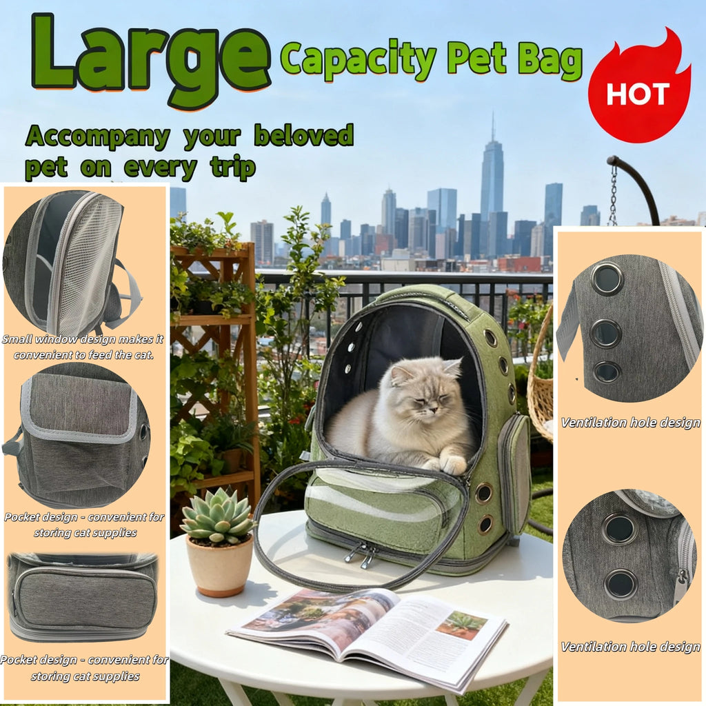 Transparent Pet Carrier Backpack Ideal Cat Accessories Outdoor Pet Shoulder Bag Breathable Pet Supplies with Ample Ventilation