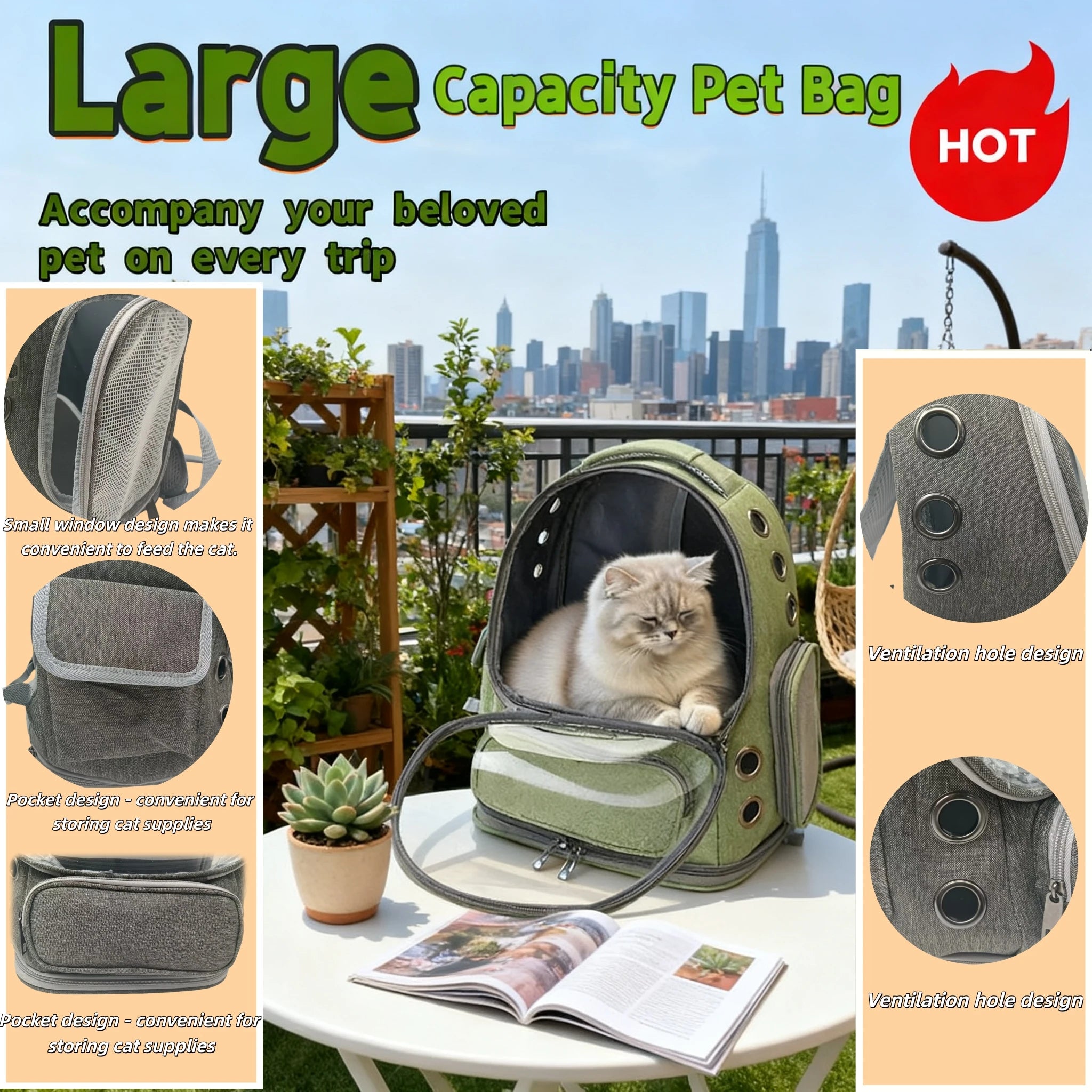 Transparent Pet Carrier Backpack Ideal Cat Accessories Outdoor Pet Shoulder Bag Breathable Pet Supplies with Ample Ventilation