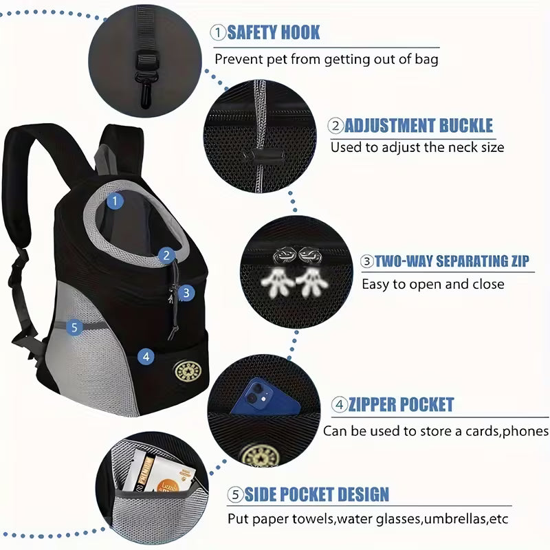 Mochila Porta Perros Pequeños Transpirable | Frontal y Espalda | ShaiMX